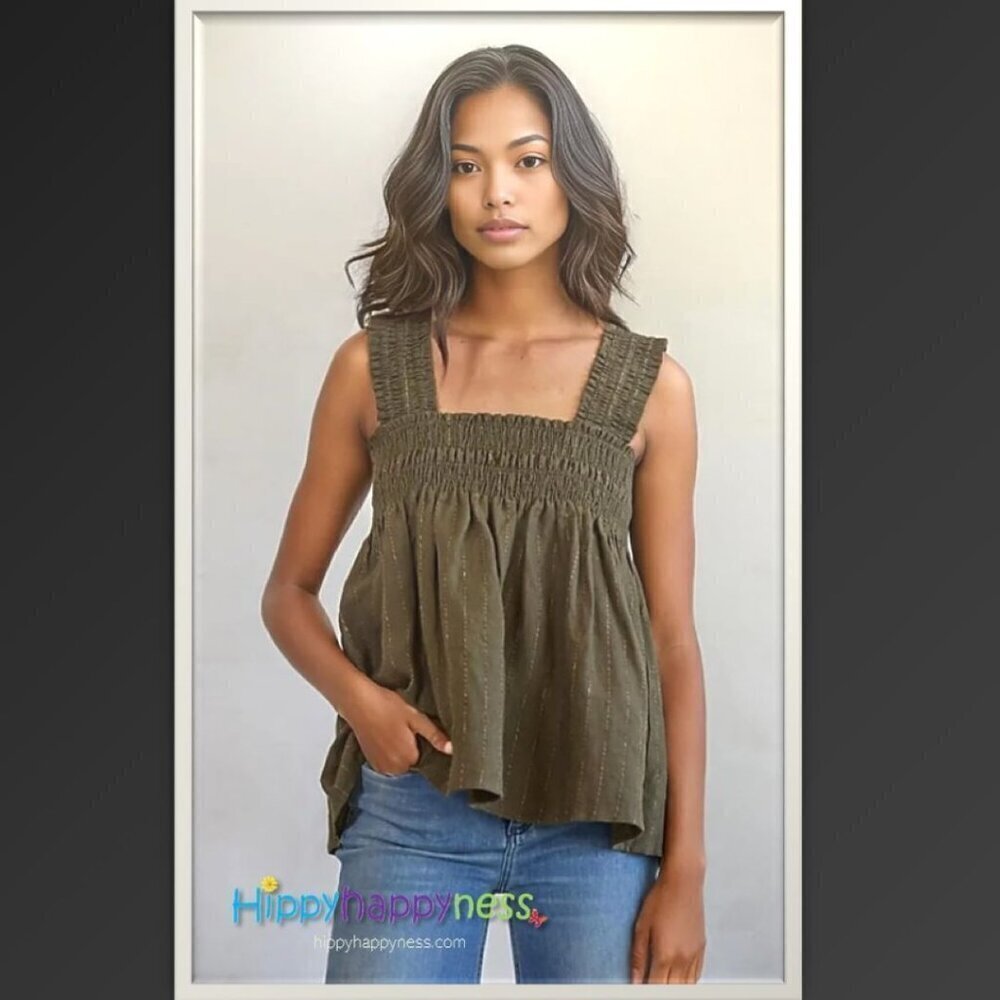 NWT By Together Brand Linen Babydoll Sleeveless Top Tank SML